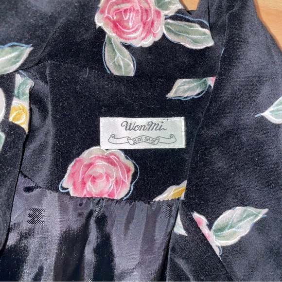 Vintage Black Velvet Gypsy Witchy Etherial Fairie Floral Rose Blazer Size M/L - Picture 11 of 11